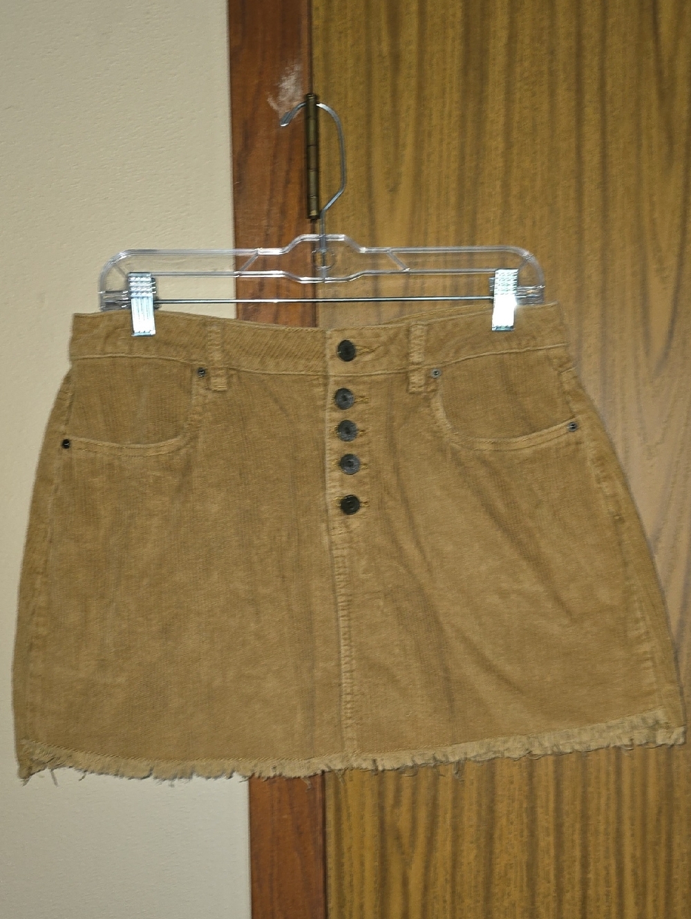 Indigo Rein Tan Corduroy Button-Front Mini Skirt